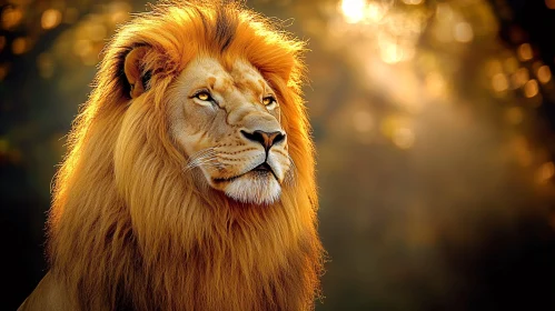 Sunlit Lion Portrait