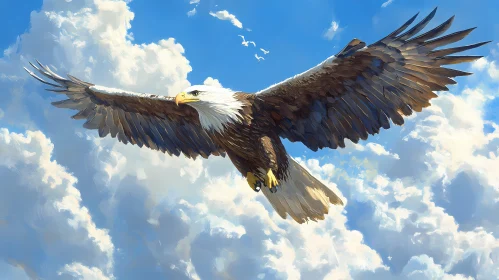Soaring Eagle with Open Wings