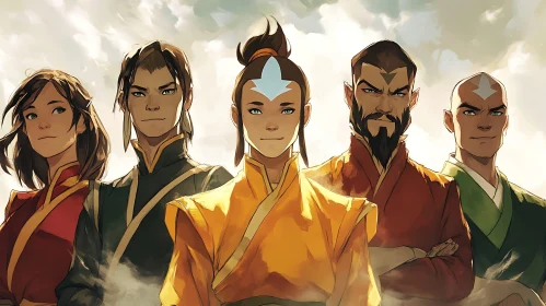 Team Avatar Cartoon Character Lineup