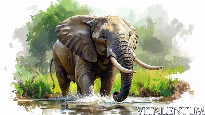 Elephant in Nature AI Image