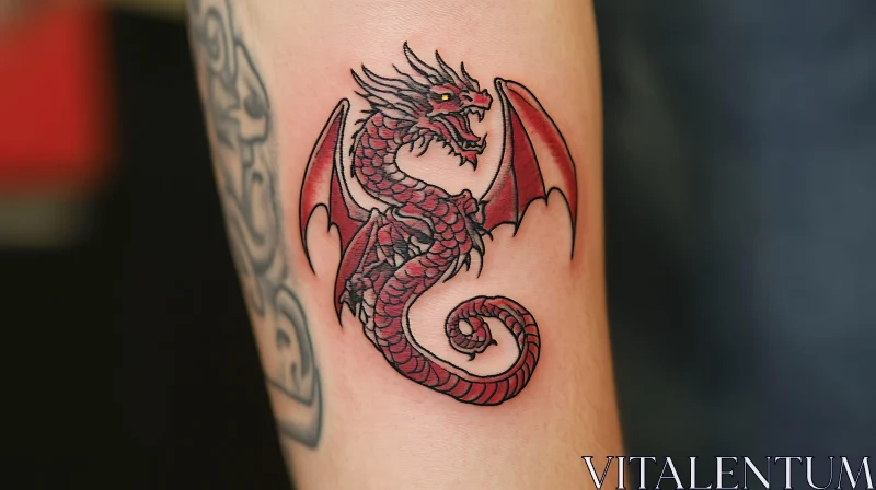 AI ART Dragon Tattoo with Red Ink