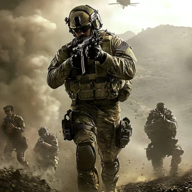 Military Operation in Desert Landscape