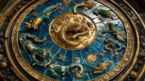 Golden Dragons Circular Ornament