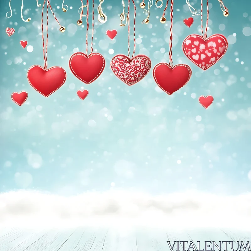 Suspended Hearts Valentine's Day Decoration AI Image