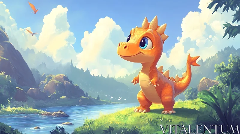 AI ART Cartoon Dragon in Fantasy Land