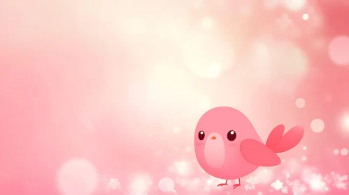 Pink Bird Cartoon Illustration