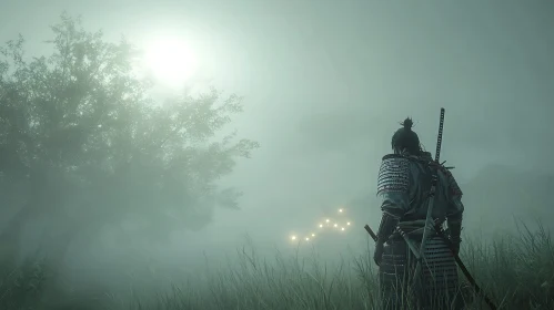 Samurai in Foggy Field