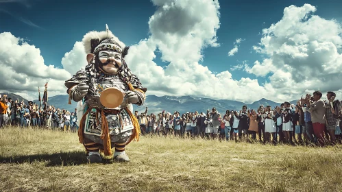 Cultural Celebration in Mountain Landscape