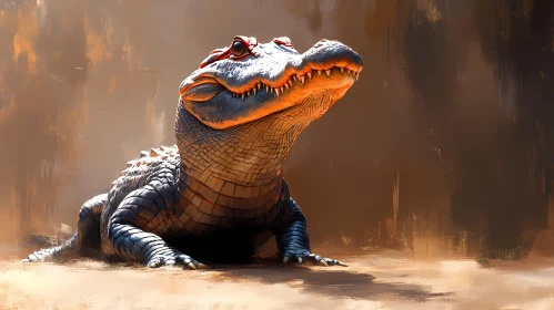 Alligator in Earthy Tones