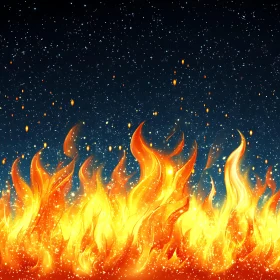 Dancing Flames Against Starry Backdrop