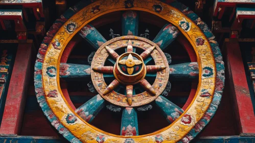 Colorful Buddhism Wheel Decoration Art