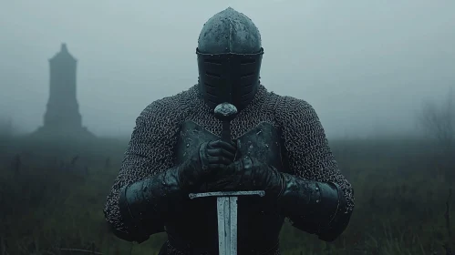 Armored Knight in Misty Field