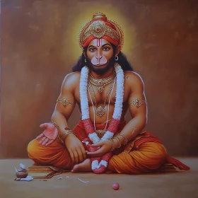 Serene Hanuman in Lotus Position Artwork