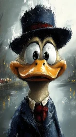 Elegant Duck in Suit and Hat