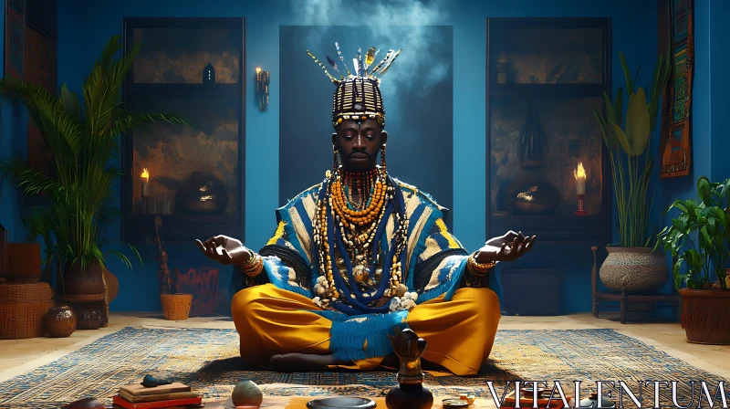 Meditative Man in Traditional Dress AI Image