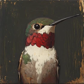 Painted Hummingbird Portrait on Dark Background