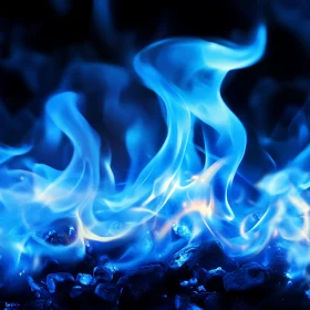 Intense Blue Fire and Embers