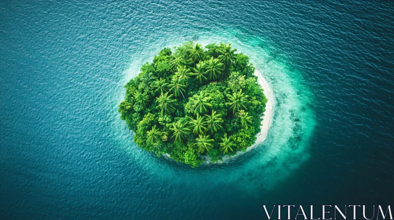 AI ART Lush Green Island Amidst Turquoise Waters