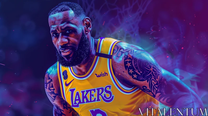 LeBron James Lakers Game Action AI Image