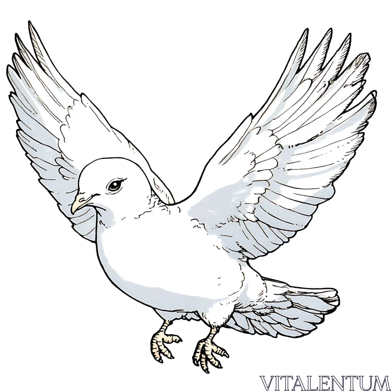 Dove in Flight Illustration AI Image