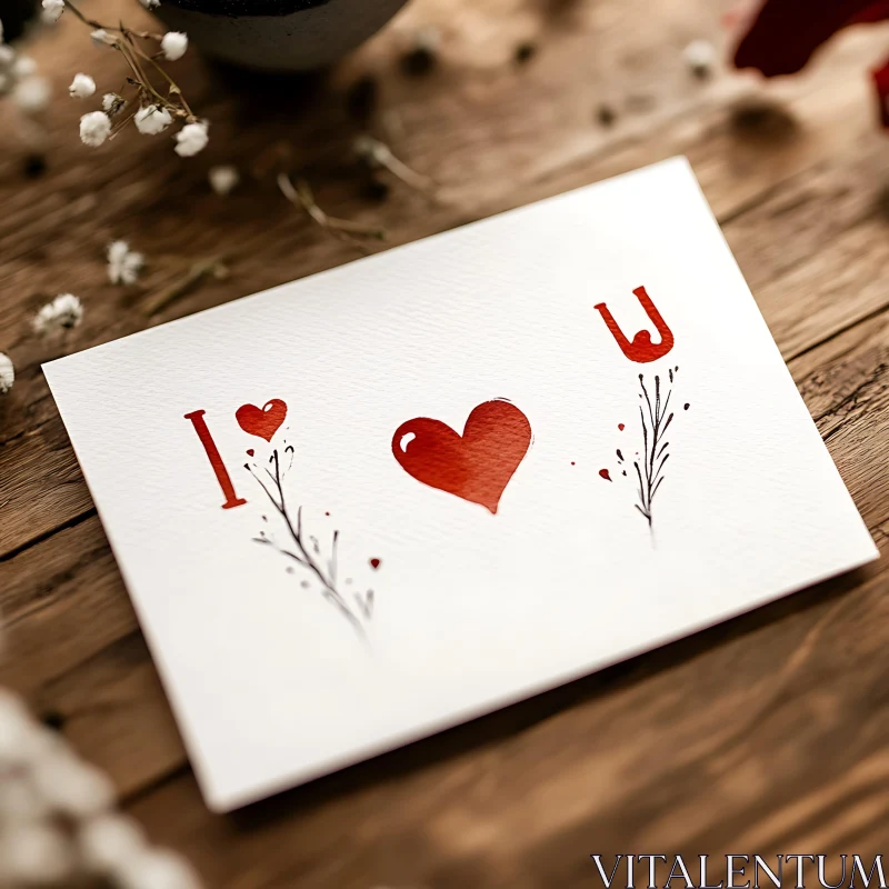 Heartfelt Greeting Card on Rustic Wood AI Image