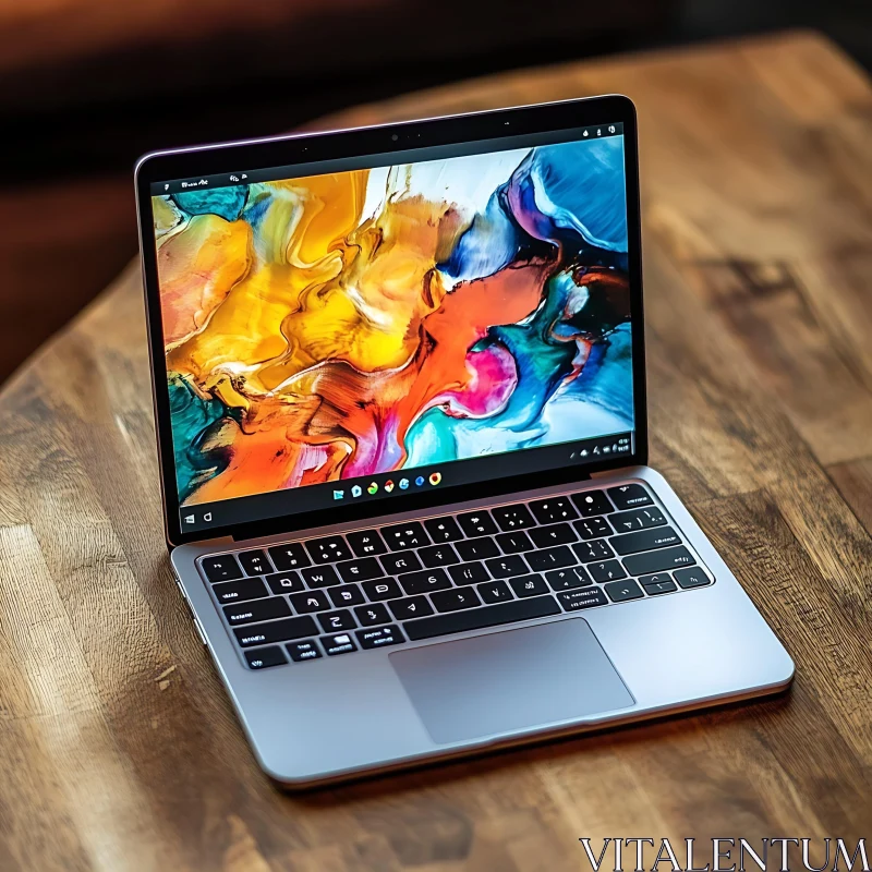 Sleek Laptop with Vibrant Display AI Image