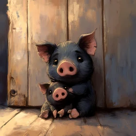 Charming Piglets Art Illustration