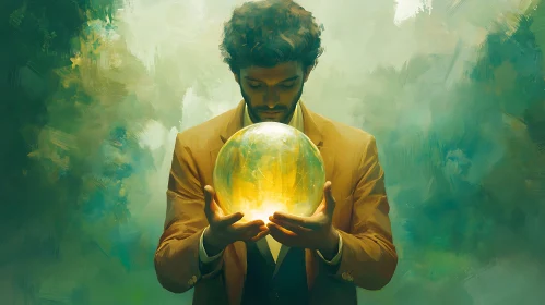 Mystic Man with Glowing Sphere