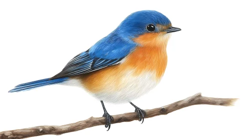 Vibrant Bluebird Perched on Twig