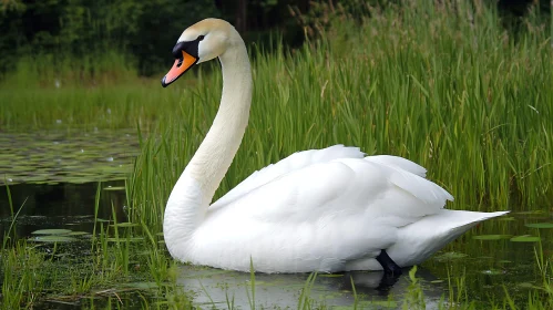 White Swan in Natural Habitat