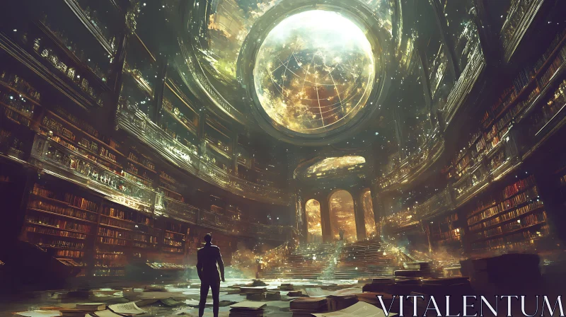 AI ART Grand Library Under Celestial Dome