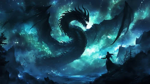 Mystical Dragon and Woman Artwork