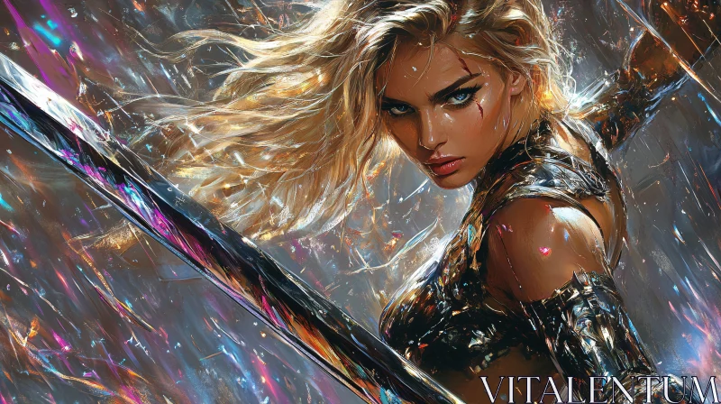 Female Warrior with Sword AI Image