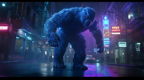 Giant Gorilla Cyborg Roaming City