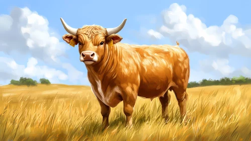 Tranquil Cow in Pastoral Landscape