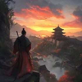 Asian City at Sunset