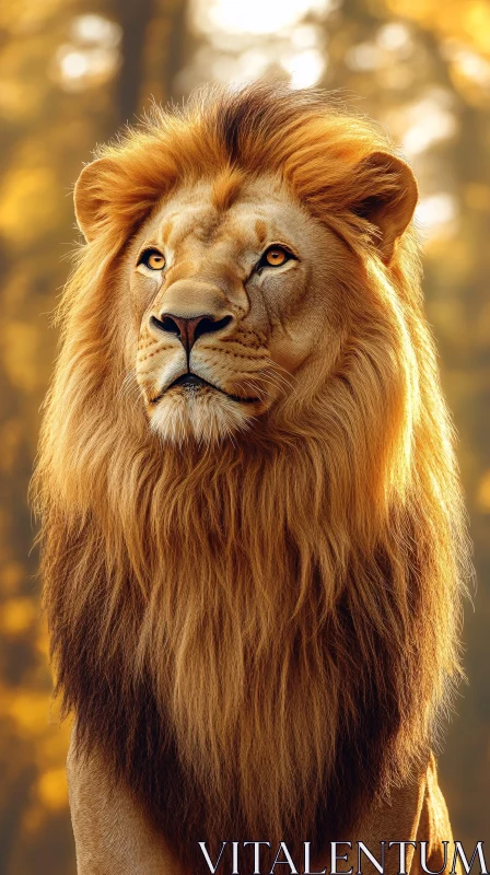 AI ART Golden Mane Lion in Nature