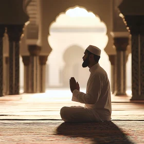 Man in Prayer, Mosque Interior