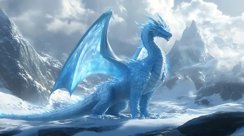 Frozen Dragon in Snowy Mountains