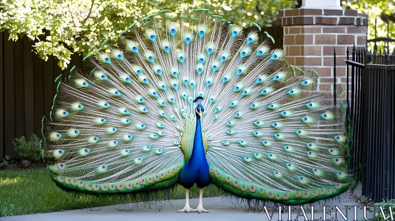 Peacock with Open Feather Tail AI Image