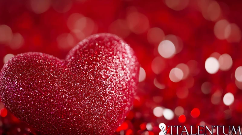 Shimmering Heart in Red Bokeh AI Image