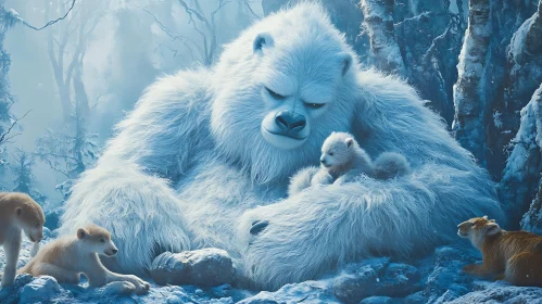 Snowy Bear Family Portrait