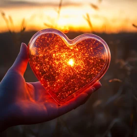 Glowing Heart at Sunset