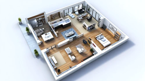 Contemporary Apartment Floor Plan View