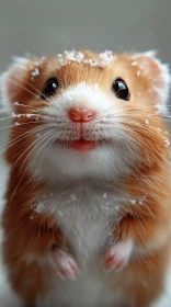 Charming Snow-Covered Hamster Portrait AI Image