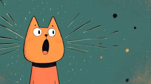 Wide-Eyed Orange Cat Cartoon