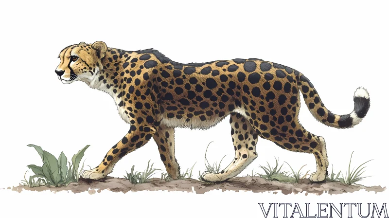 Graceful Cheetah Walking AI Image