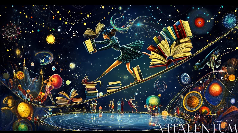 Literary Dreamscape Under Starry Skies AI Image