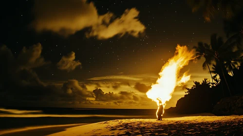 Hypnotic Fire Dance Under the Starlit Sky