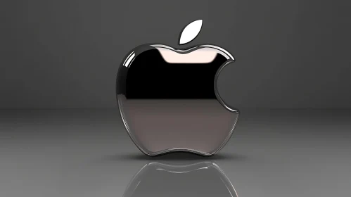 Reflective Apple Logo on Dark Background